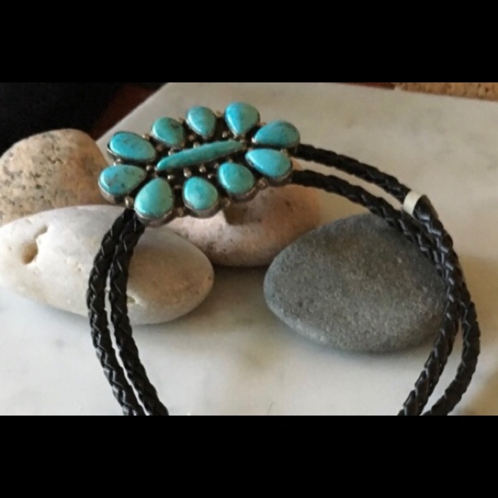 SOLDNative American Bolo Willeto  - 11 Turquoise - Picture 5 of 5